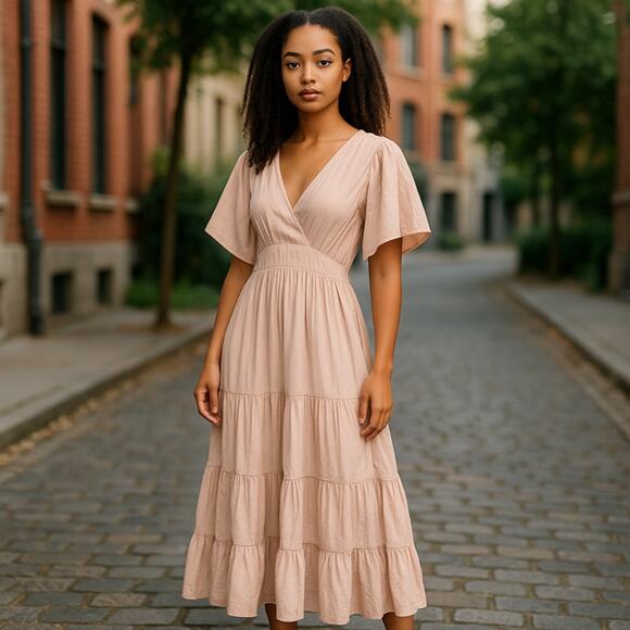 OTHER Dresses & Skirts - UNBRANDED PINK PEASANT DRESS SIZE MEDIUM